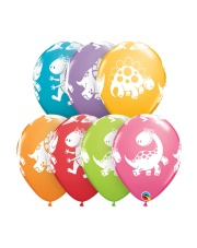 Balony z Helem - 11″ / 28cm Dinozaur - 7 kolorowych balonów